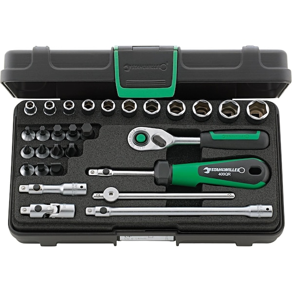 6, 3 mm (1/4") Socket set 29-pcs., 40/23/6QR KN